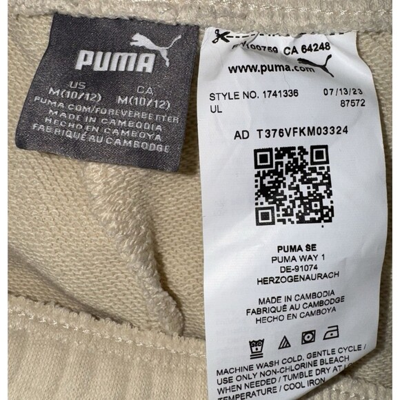 Puma 2 Piece Girls Medium 10/12 Tan Pull Over Sweatshirt & Jogging Shorts New - Picture 10 of 10